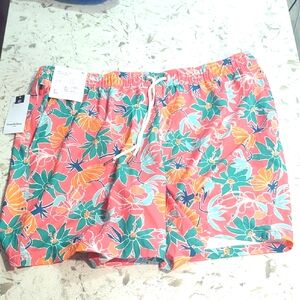 Goodfellow &Co Pink and Green Floral Swim Trunks